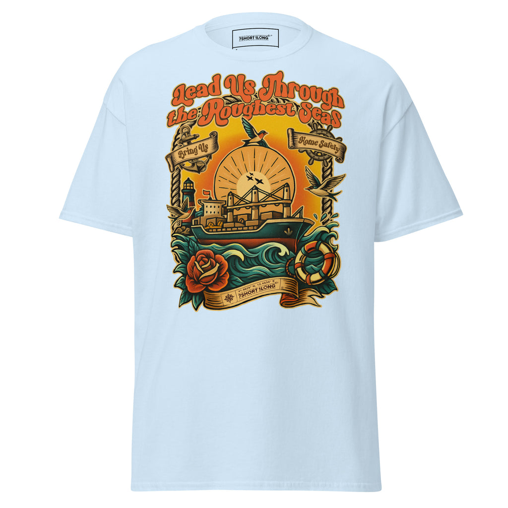 seafarer tattoo t-shirt lead us through the roughest seas ship graphic ocean lifestyle tee