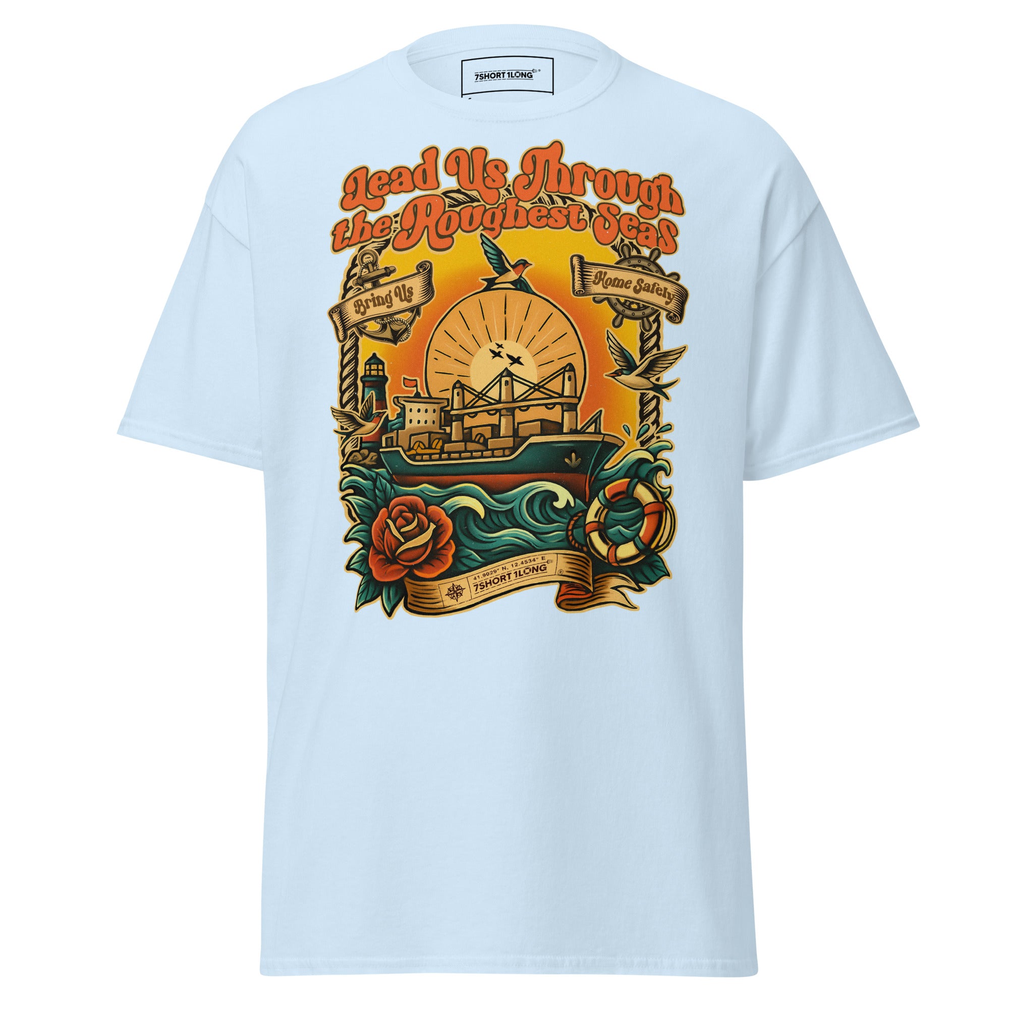 seafarer tattoo t-shirt lead us through the roughest seas ship graphic ocean lifestyle tee