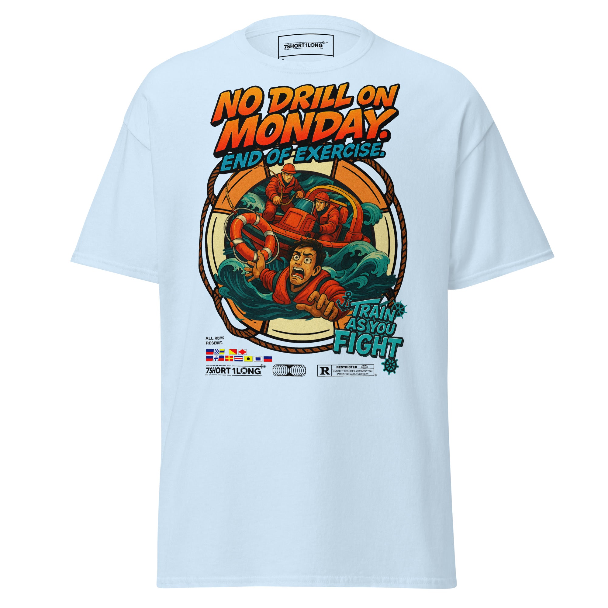 marine rescue operation shirt man overboard drill nautical crew emergency apparel design