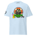 Light blue unisex housekeeping department T-shirt by 7SHORT1LONG®, front view showing classic crew neck and clean design.