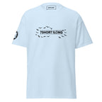 Light blue Seagull Club Maritime Seafarer T-Shirt with 7SHORT1LONG logo and flying birds design, ocean inspired apparel