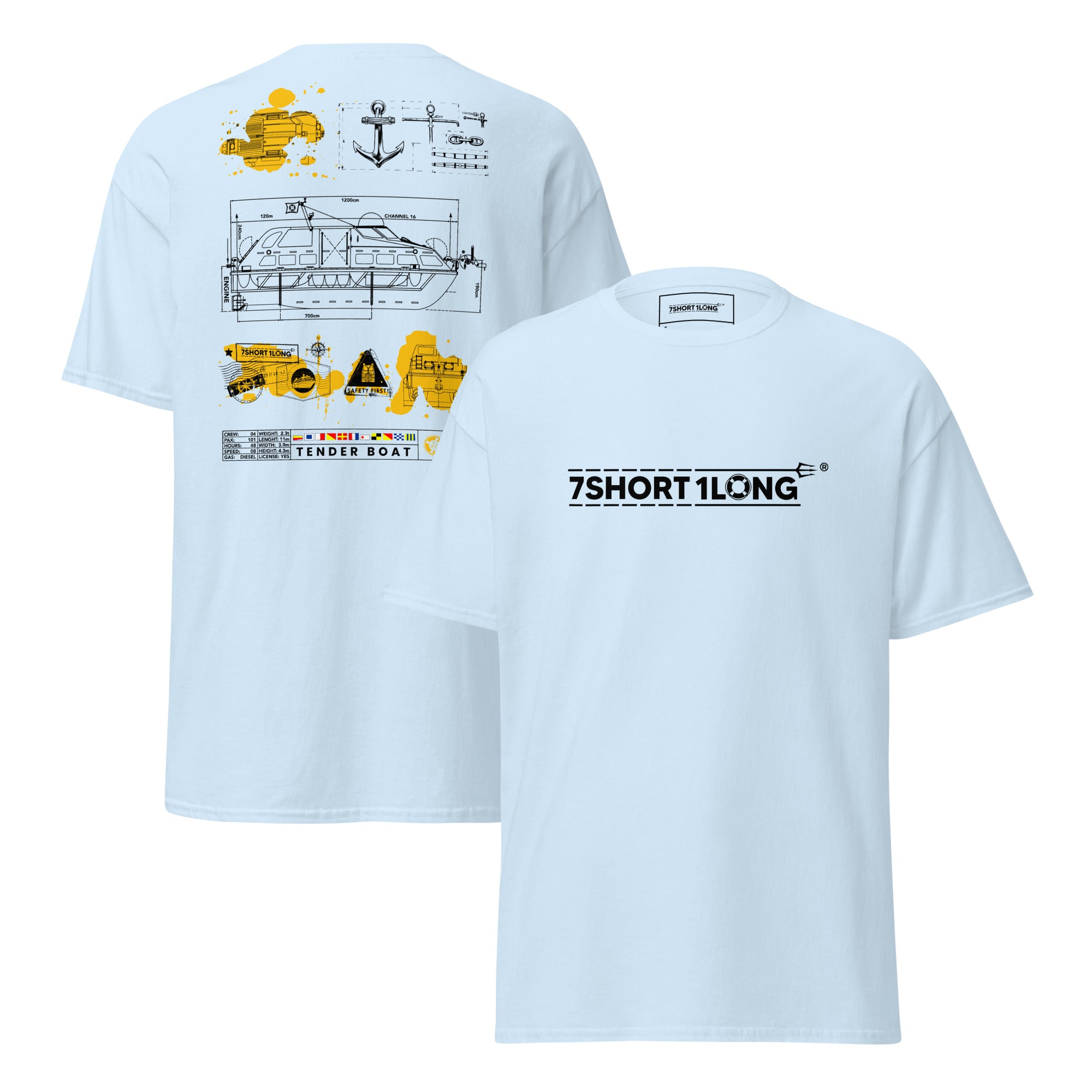 autical vessel schematic t-shirt tender boat crew apparel marine technical drawing shirt