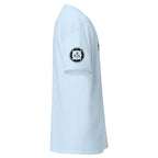 Light blue Seafarer Color Splash Nautical T-Shirt with 7SHORT1LONG logo and splash artwork, ocean inspired apparel