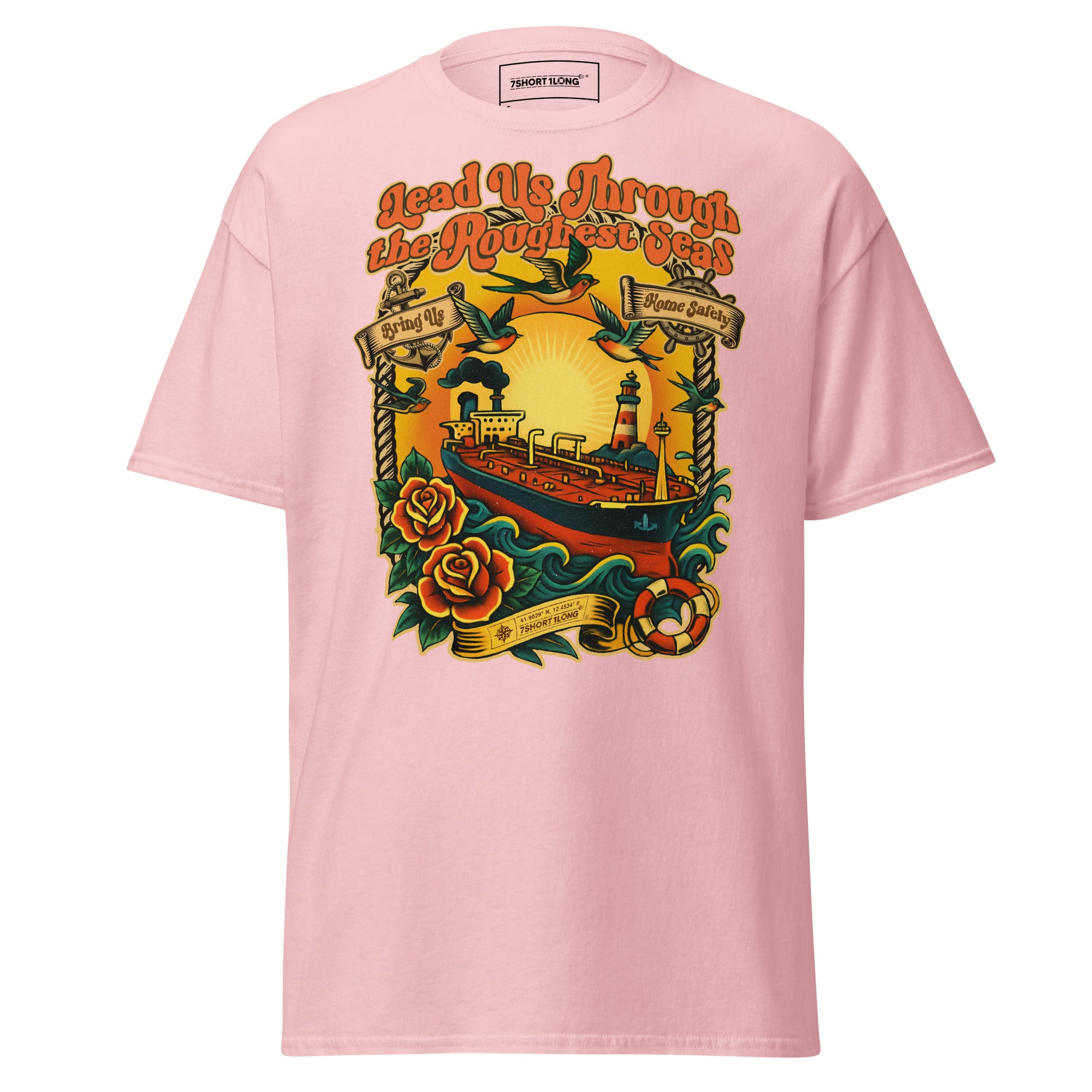 sailor tattoo t-shirt tanker ship ocean waves classic nautical maritime graphic tee