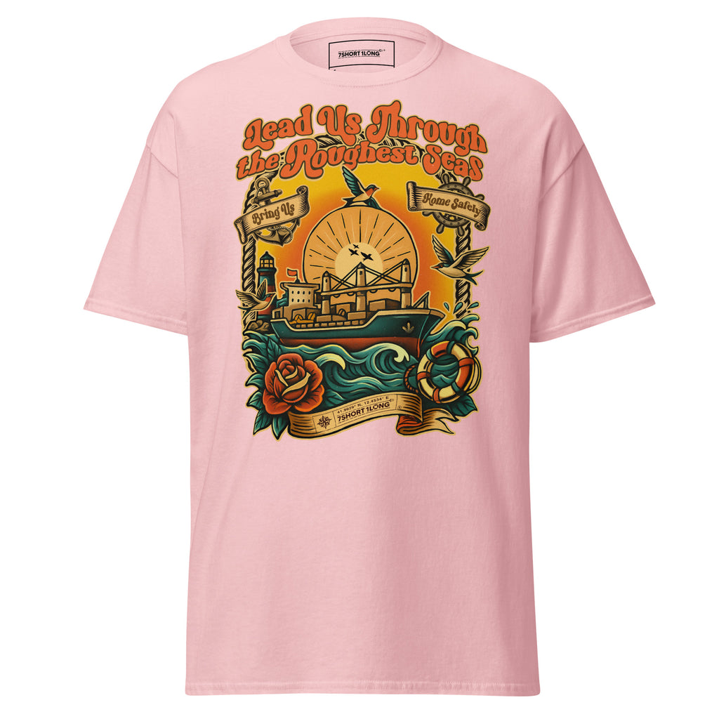 sailor tattoo t-shirt ship and waves design maritime lifestyle nautical crew shirt