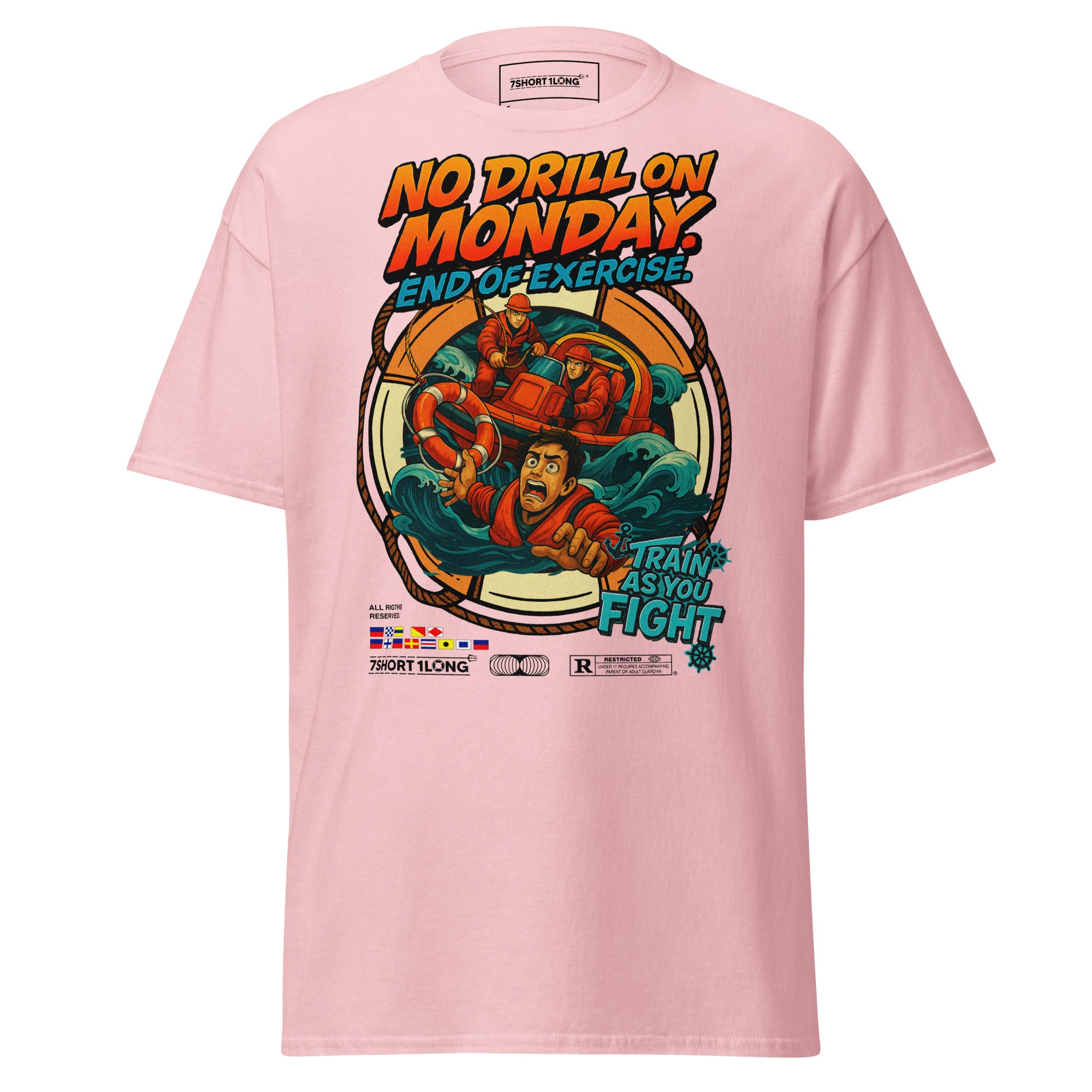 sailor man overboard t-shirt maritime safety at sea rescue graphic 7SHORT1LONG tee