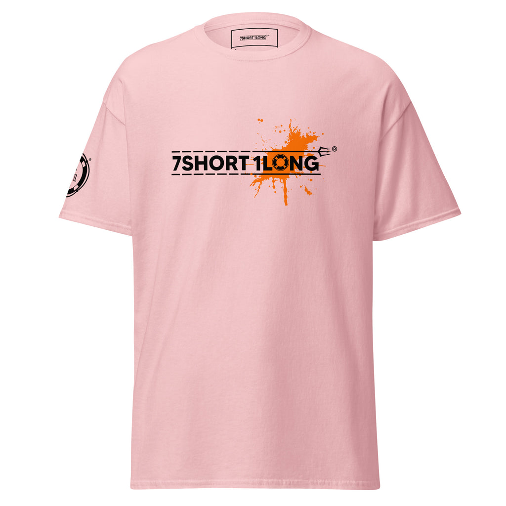 Pink Seafarer Color Splash Nautical T-Shirt with 7SHORT1LONG branding and paint splash graphic, modern streetwear tee