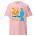Light pink unisex crew T-shirt featuring a bold middle finger graphic, from 7SHORT1LONG® classic tee collection.