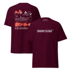 Maroon unisex crew T-shirt featuring nautical rescue boat design on front and back, by 7SHORT1LONG®.