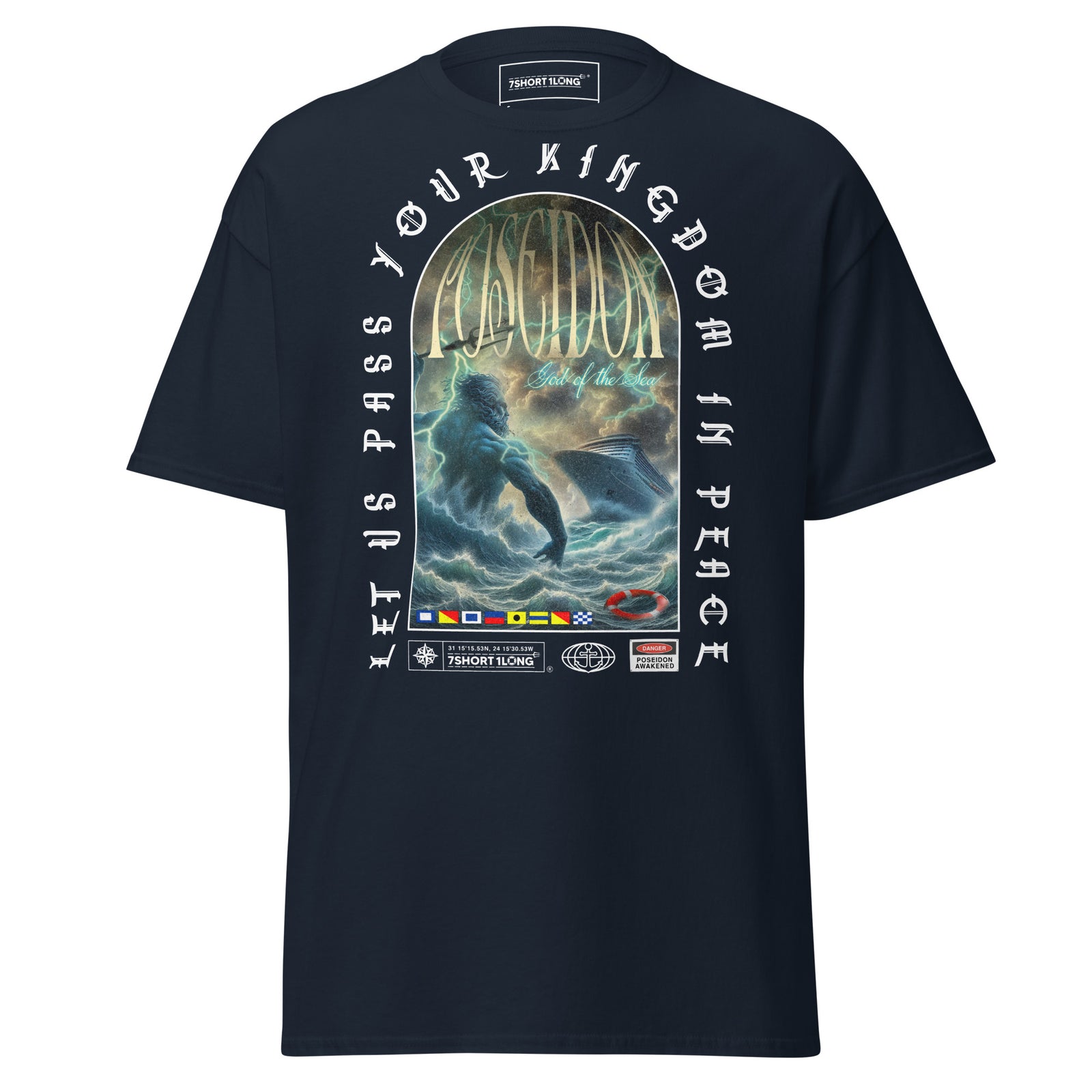 maritime poseidon cruise t-shirt greek mythology ocean liner storm graphic apparel