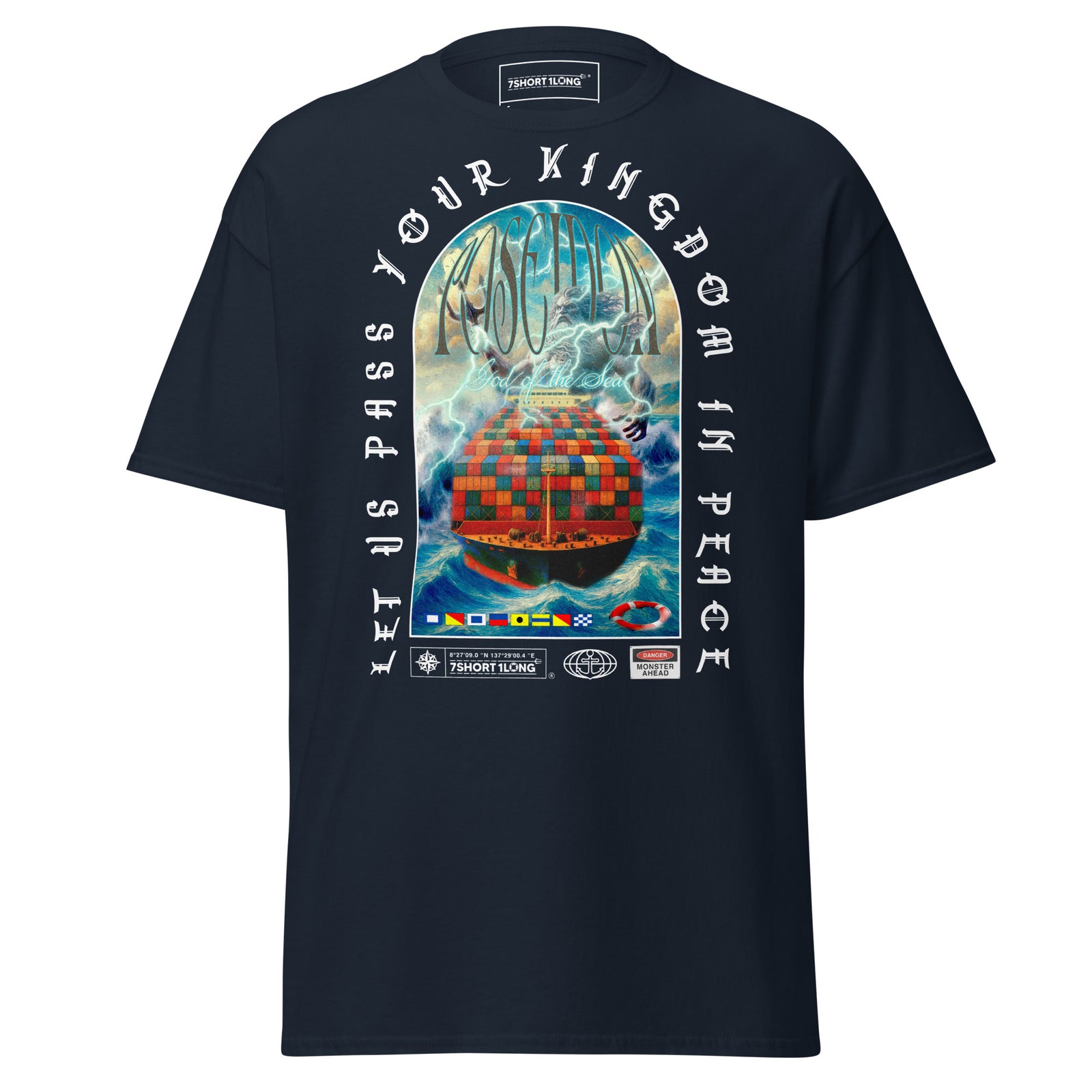 poseidon ocean god t-shirt container vessel storm sea nautical lifestyle shirt