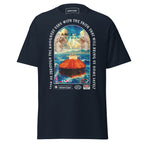 Unisex navy Christian Angel Protection Tanker T-Shirt by 7SHORT1LONG® with front graphic design on soft cotton fabric