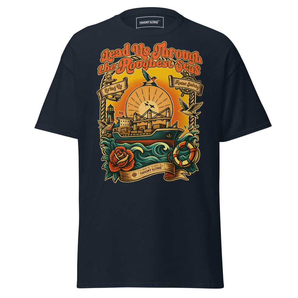 nautical vintage tattoo shirt bulk carrier vessel ocean sunset maritime design apparel