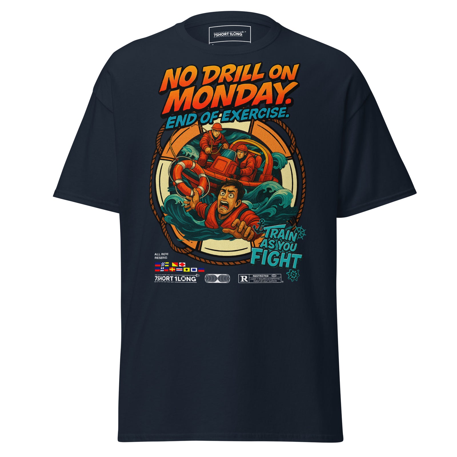 maritime man overboard t-shirt sailor rescue training graphic safety at sea crew shirt