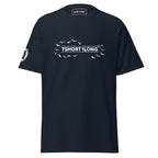 Navy Seagull Club Maritime Seafarer T-Shirt with flying birds design and 7SHORT1LONG logo, maritime lifestyle shirt