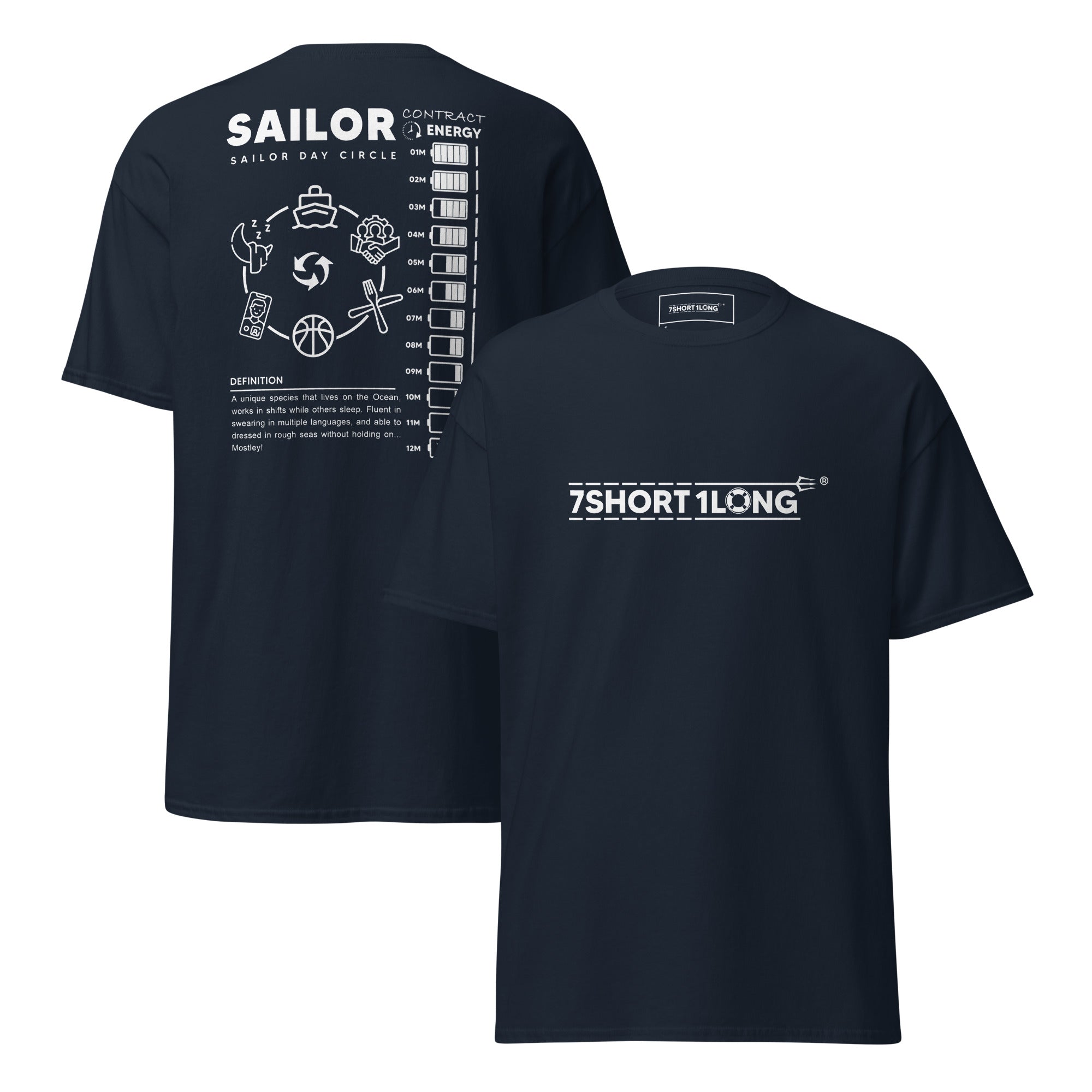 seafarer daily routine t-shirt nautical sailor lifestyle graphic white crew apparel