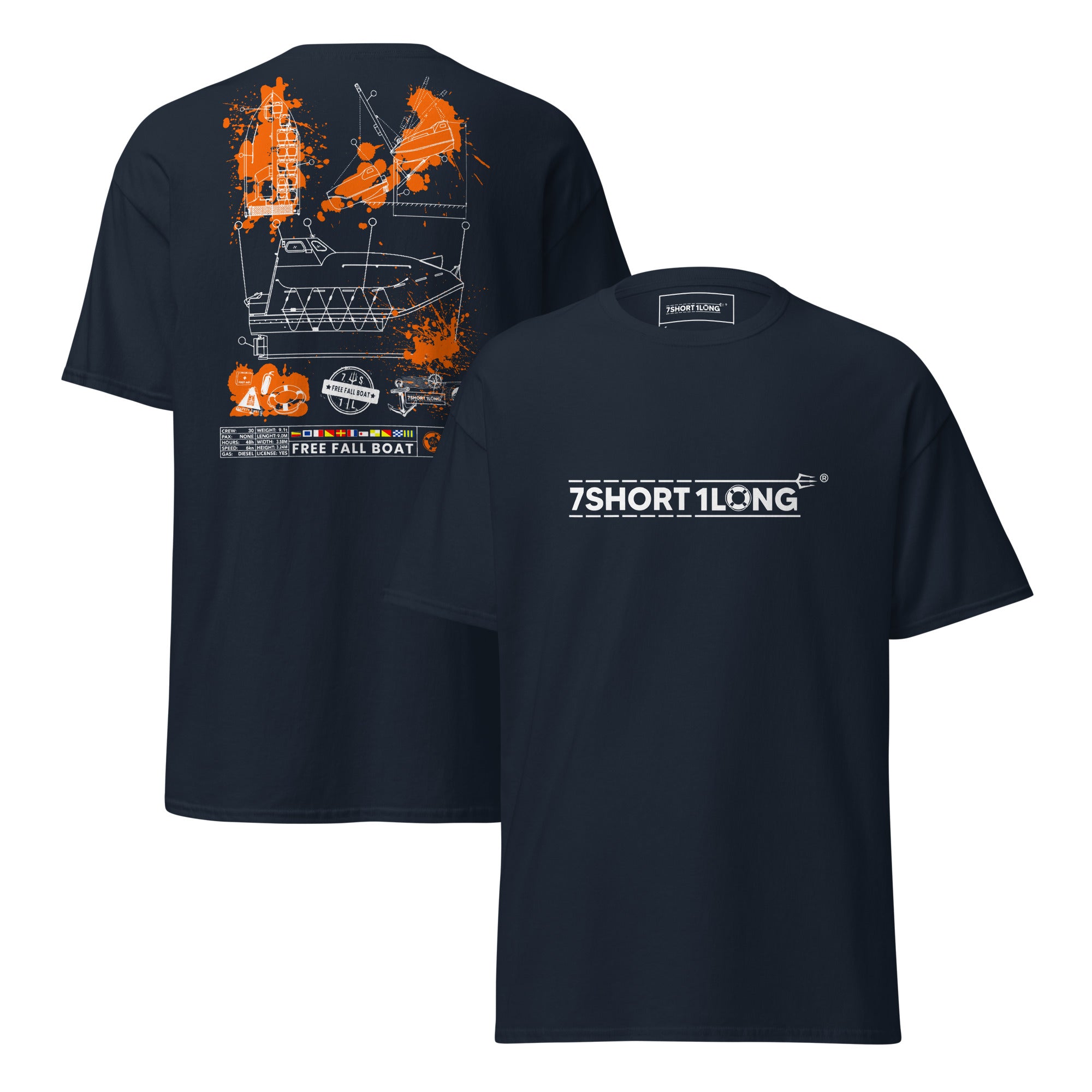 abandon ship free fall lifeboat t-shirt maritime survival craft SOLAS rescue gear tee