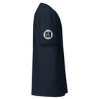 Navy Seagull Club Maritime Seafarer T-Shirt with flying birds design and 7SHORT1LONG logo, maritime lifestyle shirt