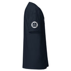 Navy Seafarer Color Splash Nautical T-Shirt with 7SHORT1LONG branding and paint splash design, nautical lifestyle tee