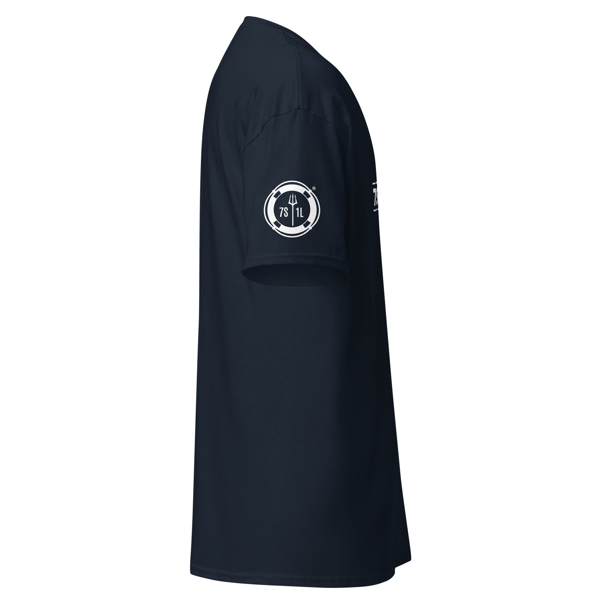 Navy Mermaid Club Nautical T-Shirt with mermaid artwork and 7SHORT1LONG branding