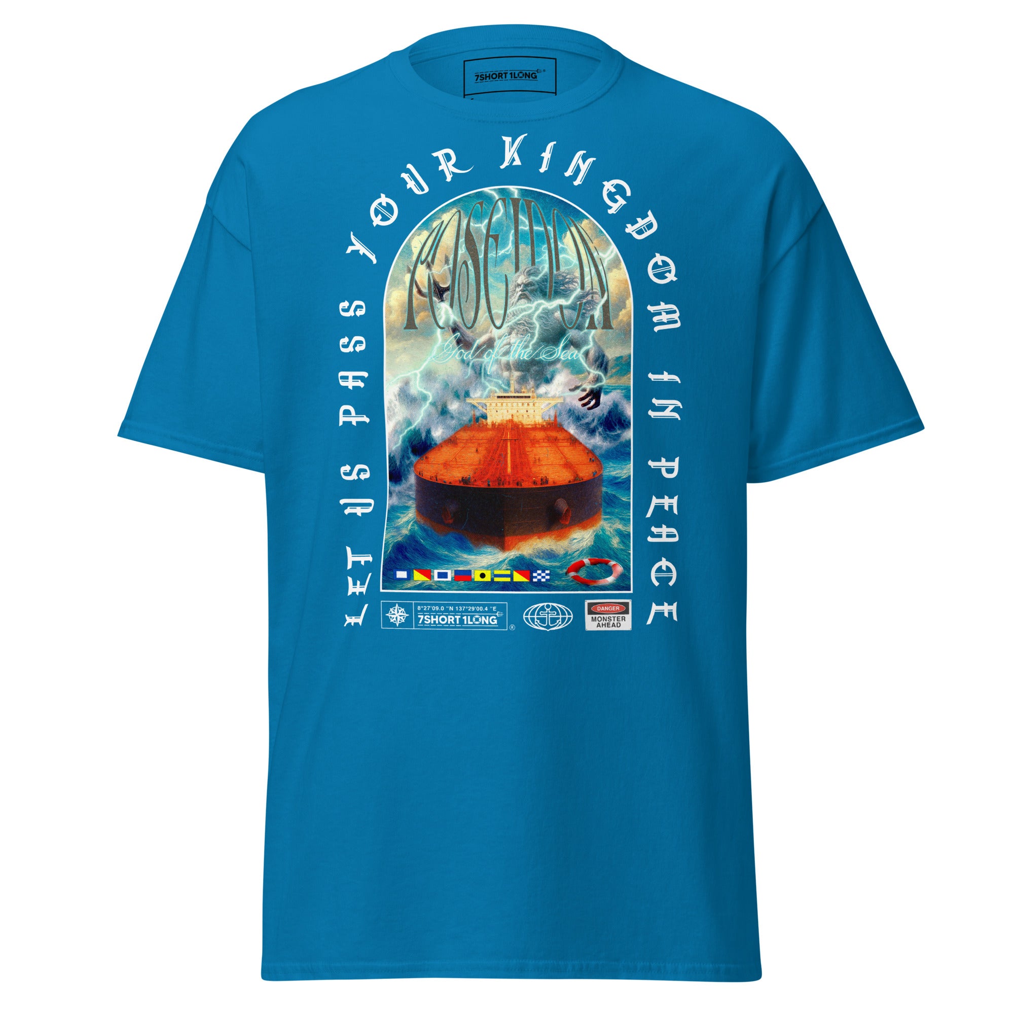 7SHORT1LONG poseidon tanker ship t-shirt greek god ocean vessel storm nautical tee Imagen principal del producto