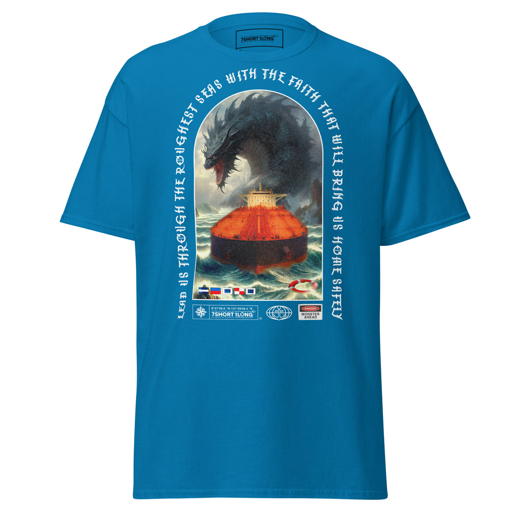 tanker ship sea monster shirt maritime fantasy vessel ocean waves dramatic tee