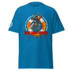7SHORT1LONG® maritime ship crew T-shirt in sapphire, unisex classic fit with nautical design, front view.