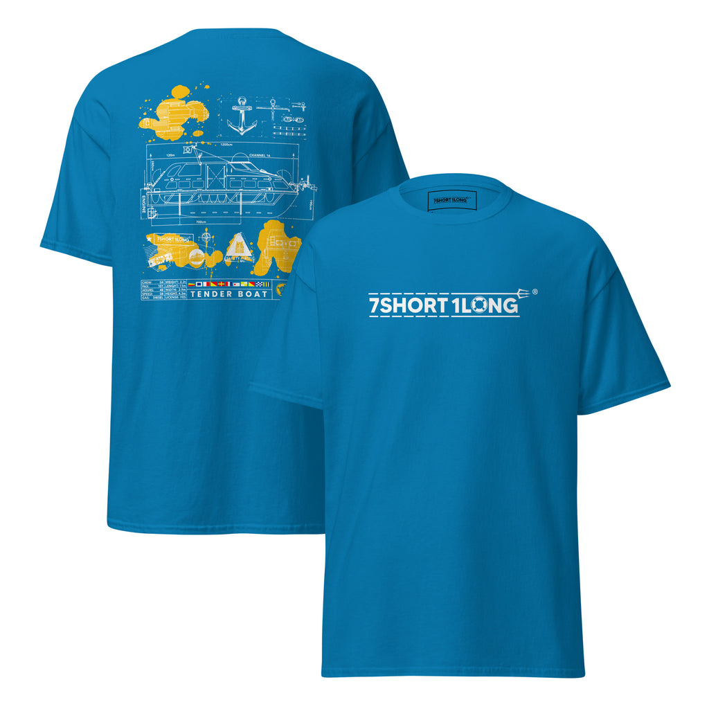 marine tender boat graphic tee ship design blueprint maritime crew apparel 7SHORT1LONG
