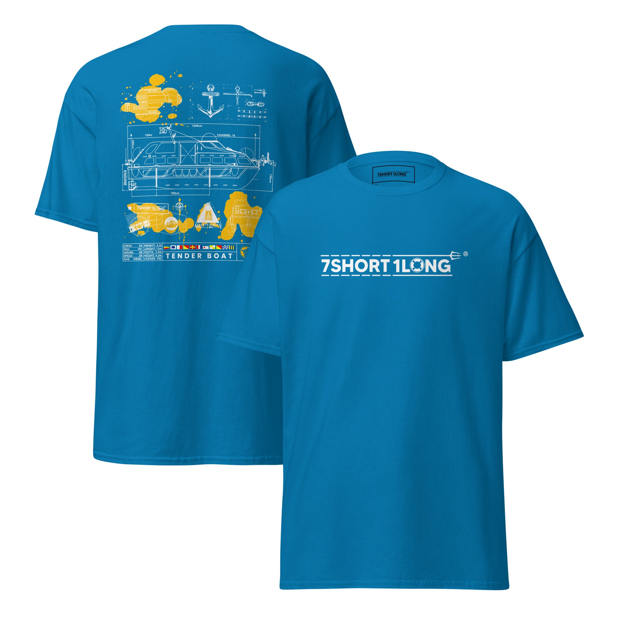 marine tender boat graphic tee ship design blueprint maritime crew apparel 7SHORT1LONG