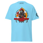 Maritime T-shirt with Fire Assessment Team design, representing onboard emergency response and ship fire brigade entering fire zones during emergencies.