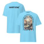 Crew T-shirt with “Angel Watch” design inspired by Christian seafaring tradition, showing protection, guidance, and faith during life at sea on cruise ships.