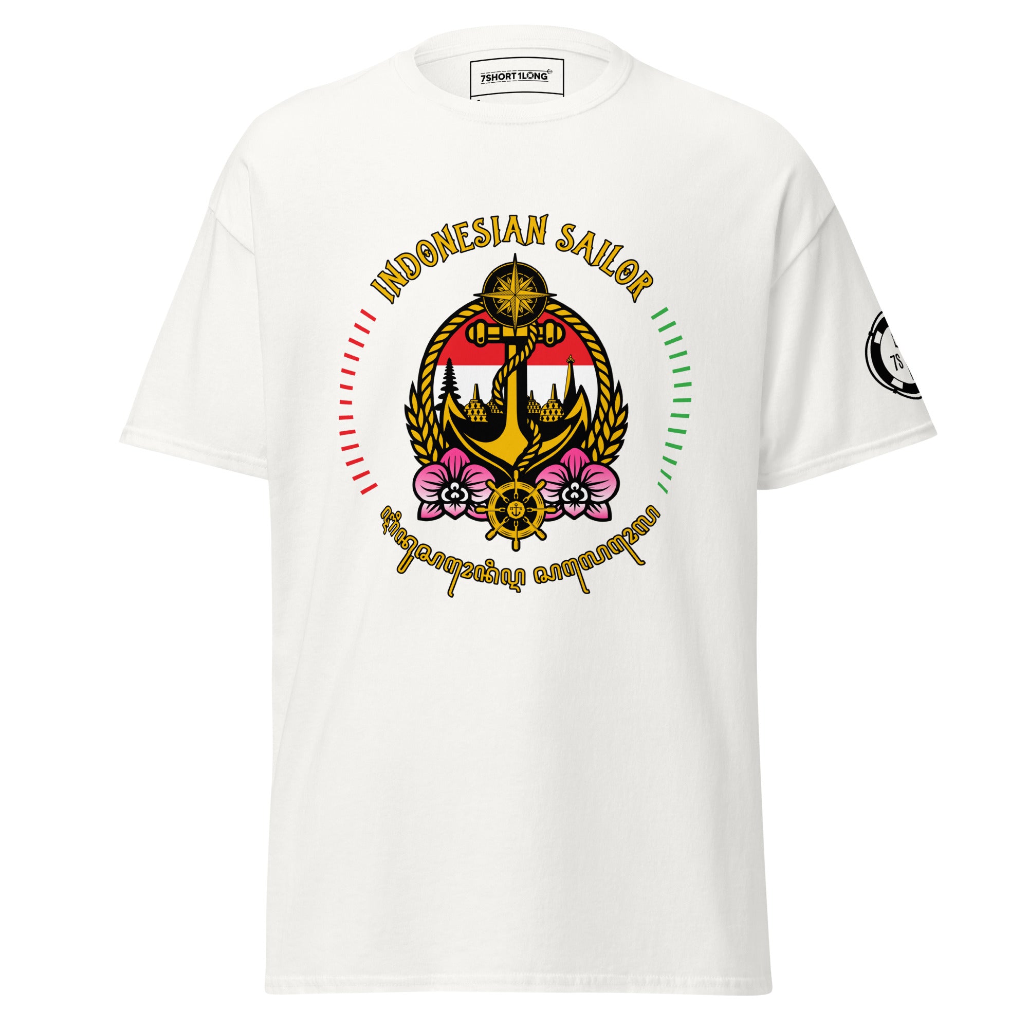 Maritime design featuring anchor and compass elements with Indonesian symbolism and the text “The Indonesia Sailor Crew,” representing professional seafarer identity and crew pride. Main image