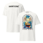 Crew T-shirt with “Angel Watch” bulk carrier design inspired by Christian seafaring tradition, protection at sea, heavy cargo operations, and vigilance during long voyages.