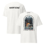 T-shirt design showing a mythical sea monster attacking a cruise ship, inspired by maritime legends, ocean myths, and classic seafaring folklore.