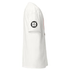 White unisex sailor T-shirt by 7SHORT1LONG® featuring a classic fit with nautical sailor graphic on the front.