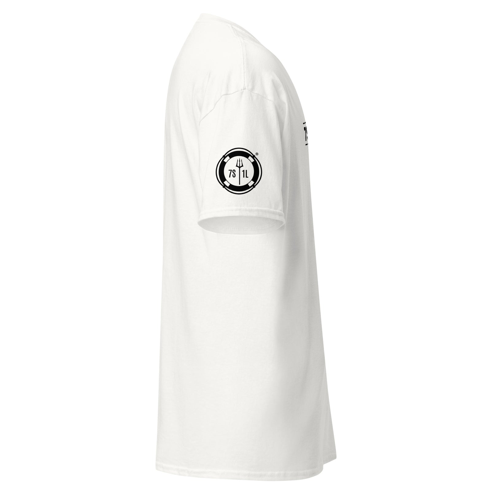 Unisex white Seafarer Emergency Signal T-Shirt by 7SHORT1LONG® with nautical-inspired graphic design.