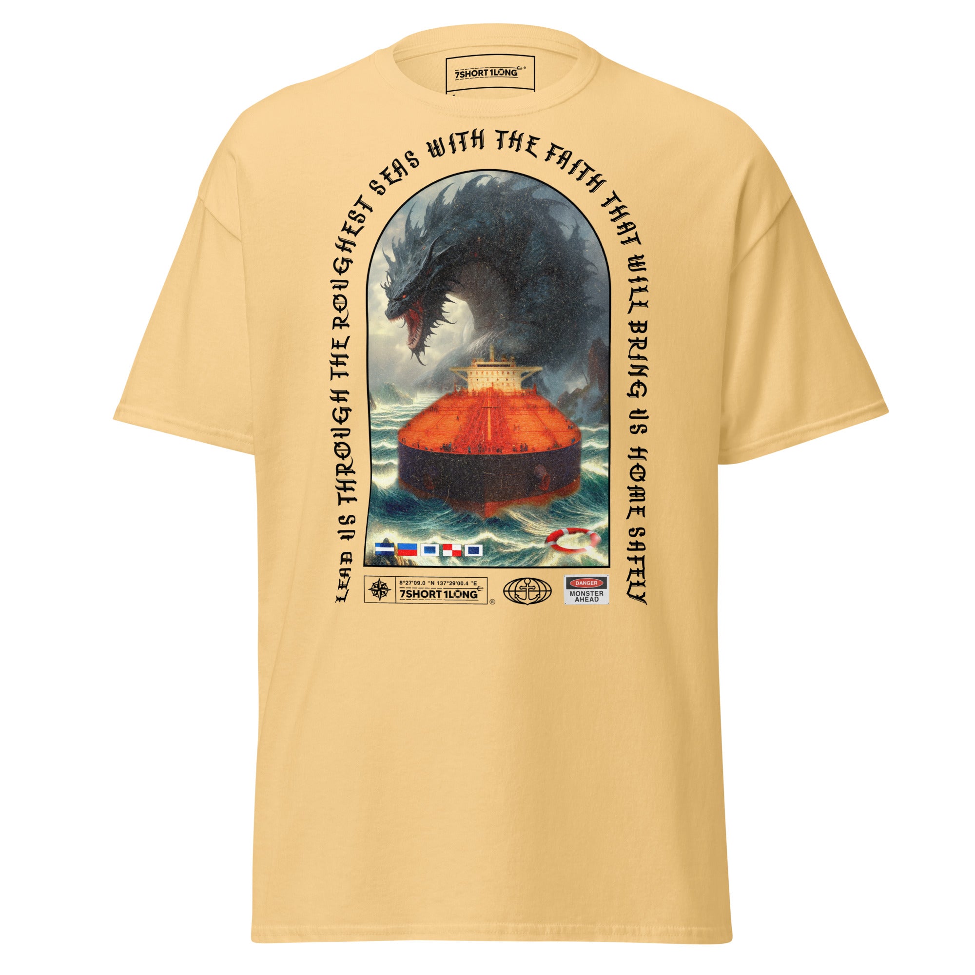 maritime fantasy tanker t-shirt sea monster storm vessel seafarer graphic tee