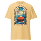 Unisex Christian Angel Protection Tanker T-Shirt in yellow haze with angel graphic on the front, casual and comfortable fit.