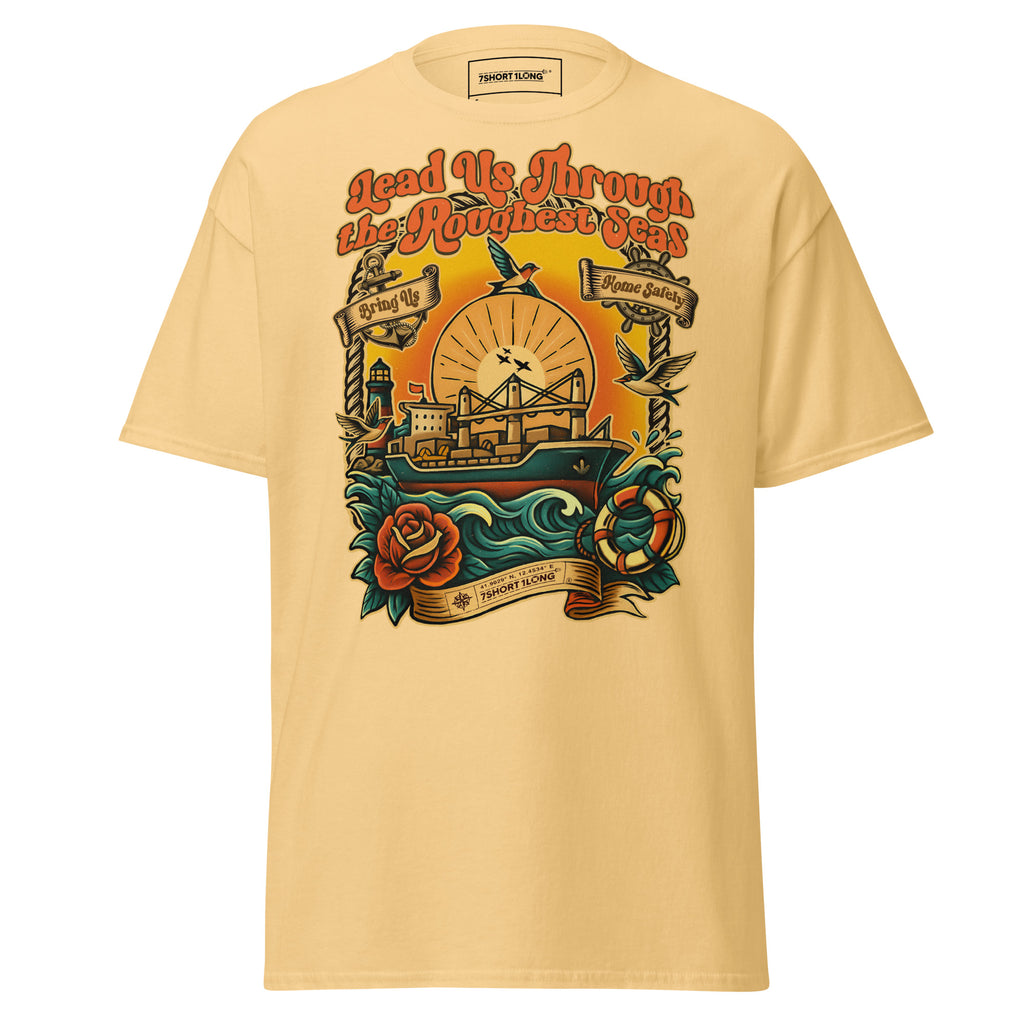 bulk carrier ship t-shirt nautical tattoo style maritime crew apparel ocean voyage design