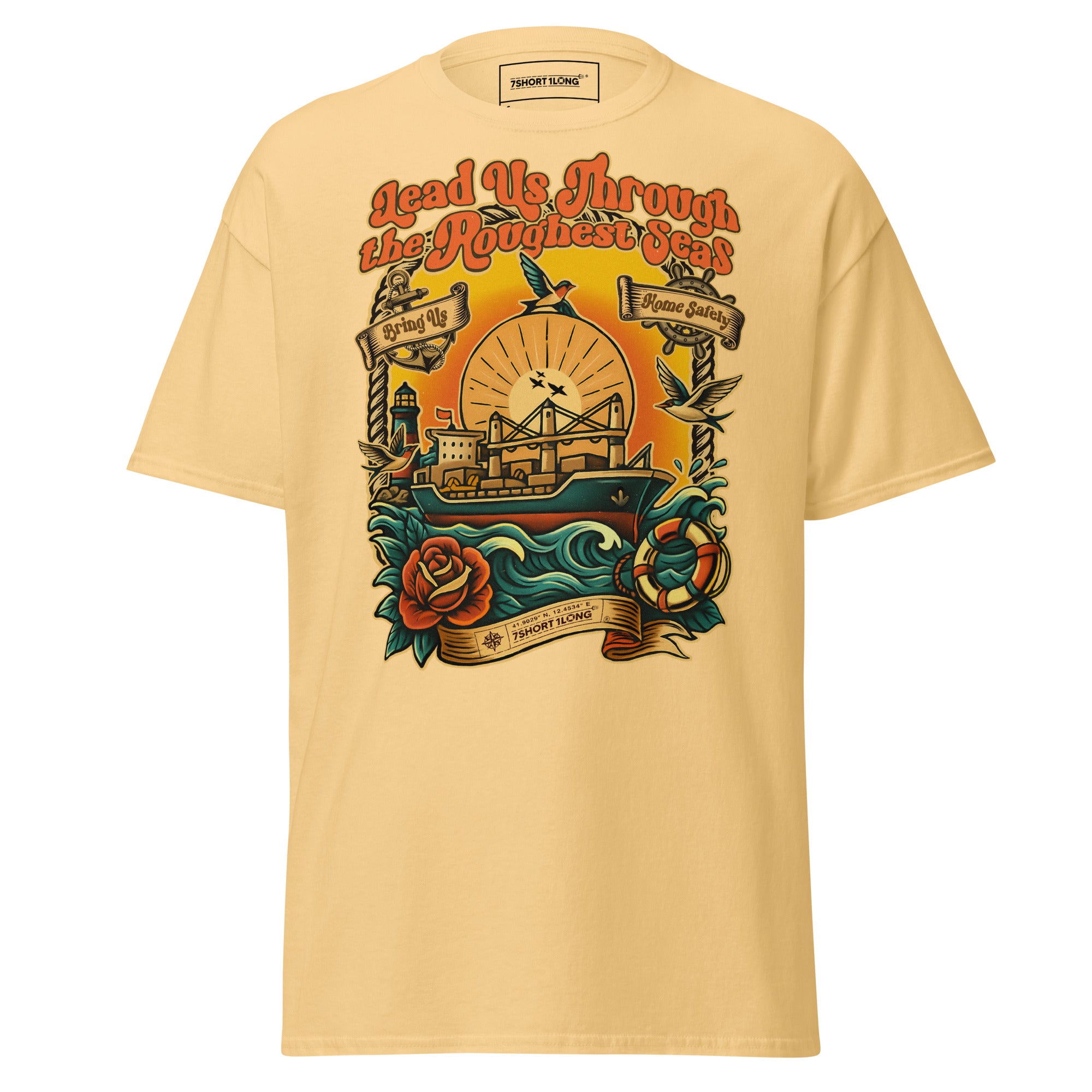 bulk carrier ship t-shirt nautical tattoo style maritime crew apparel ocean voyage design