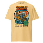 Unisex yellow haze Fire Drill T-Shirt by 7SHORT1LONG® featuring nautical crew safety design on the front.