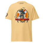 Unisex yellow haze maritime ship crew T-shirt by 7SHORT1LONG®, featuring a classic fit with maritime and seafarer design on the front.