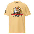 Unisex yellow haze Deck Vs Engine Department T-Shirt by 7SHORT1LONG® with front graphic design.