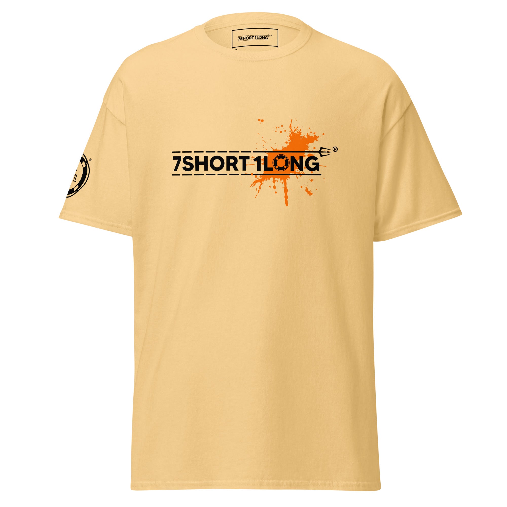Yellow Seafarer Color Splash Nautical T-Shirt with 7SHORT1LONG logo and bold splash design, vibrant nautical streetwear