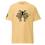 Yellow Kraken Seafarer Nautical T-Shirt with detailed octopus design and 7SHORT1LONG logo, sea creature apparel