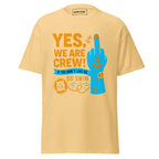 Unisex yellow haze crew T-shirt with a bold middle finger graphic from 7SHORT1LONG® on the front.