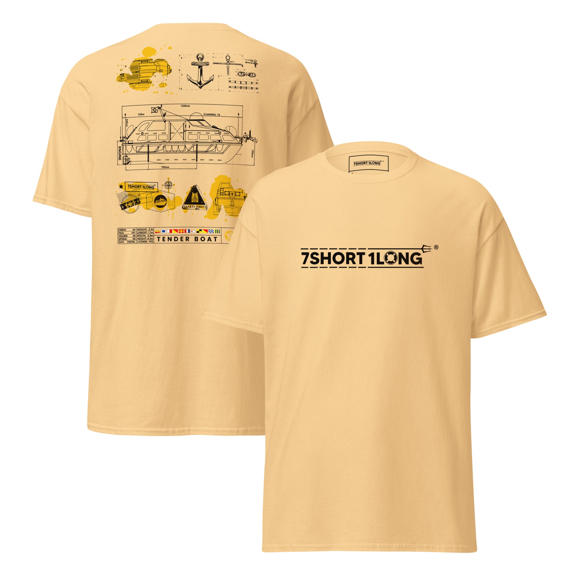 offshore tender boat t-shirt vessel engineering diagram nautical apparel for seafarers