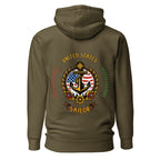 7SHORT1LONG® US Sailor Hoodie featuring nautical design, front pocket, and adjustable drawstrings, ideal for casual wear.