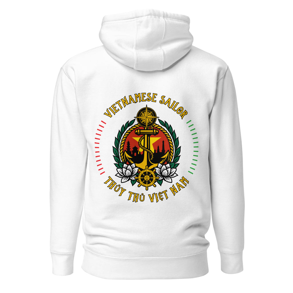 Vietnamese Sailor Hoodie by 7SHORT1LONG® featuring nautical-inspired design, soft fabric, and a casual fit for comfortable style.